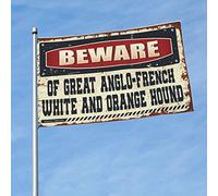 Drapeaux de chambre amusants « Beware of Great Anglo-French » - Drapeau blanc et orange - Ornements muraux amusants pour l'extérieur (30 x 45 cm)