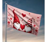 Drapeaux de chambre de dortoir cool pour la Saint-Valentin, gnomes avec cœurs et fleurs, drapeau de gym, décoration de cabane pour homme (60 x 90 cm)