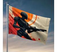 Drapeaux de chambre de dortoir pour gars, soldat robotique avec arme futuriste, drapeaux pour hommes, affiches cool pour hommes (152 x 244 cm)