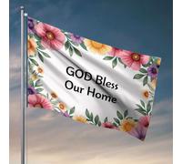Drapeaux de chambre de dortoir pour les gars God Bless Our Home. Drapeau pour décoration de chambre de bébé (152 x 244 cm)