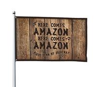 Drapeaux de chambre de dortoir pour les gars Here Comes Amazon Right Down My Driveway Drapeaux pour chambre de fille Décoration d'automne (120 x 180 cm)