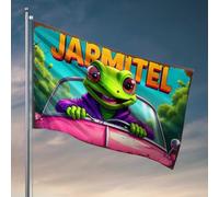 Drapeaux de chambre Jarmitel : le lézard vert rose voiture aventure drapeau porche décor cool trucs pour garçons (120 x 180 cm)