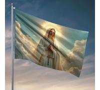 Drapeaux de chambre pour adolescentes, une femme en peignoir blanc avec un halo lumineux au milieu des nuages, décoration d'intérieur amusante, décorations d'automne d'extérieur (152 x 244 cm)