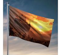 Drapeaux de chambre pour adolescents Un grand bateau navigue dans un coucher de soleil, entouré d'une foule de gens sur une colline. Drapeau d'automne pour chambre de garçon (30 x 45 cm)