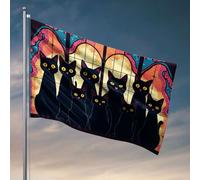 Drapeaux de chambre pour adolescents Un groupe de chats noirs avec des yeux brillants. Drapeau d'automne drapeaux de jardin pour chambre garçon (30 x 45 cm)