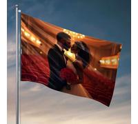 Drapeaux de chambre pour filles, un couple en tenue formelle, partage un moment intime sur scène, décoration extérieure amusante, accessoires de chambre cool pour adolescentes (30 x 45 cm)