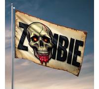 Drapeaux de chambre pour garçons, motif tête de mort zombie avec yeux lumineux, drapeaux pour chambre d'adolescentes, filles, adolescents (30 x 45 cm)