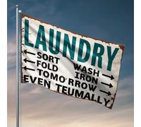 Drapeaux de chambre pour garçons : trier, laver, plier, repasser, demain ? Drapeaux pour chambre d'adolescentes, filles et adolescents (120 x 180 cm)