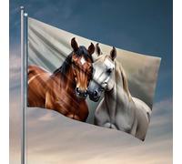 Drapeaux de chambre pour gars, deux chevaux majestueux : une belle paire de drapeaux pour chambre d'adolescentes, filles, adolescents (152 x 244 cm)