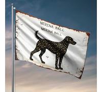 Drapeaux de chambre pour gars Merina Ball : une nuit étoilée silhouette de chien drapeau homme cabe décor drôle drapeaux de dortoir (152 x 244 cm)