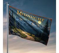 Drapeaux de chambre pour gars Midnight In Parll's: A Serene Mountain Journey Under The Full Moo Flag Man Cabe Decor Funny Dorm Flags (30 x 45 cm)