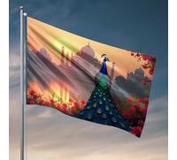Drapeaux de chambre pour gars, paon devant le Taj Mahal au coucher du soleil, drapeaux pour chambre d'adolescentes, filles, adolescents (30 x 45 cm)