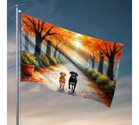 Drapeaux de chambre pour gars, promenade d'automne avec deux chiens, drapeaux pour chambre d'adolescentes, filles, adolescents (30 x 45 cm)