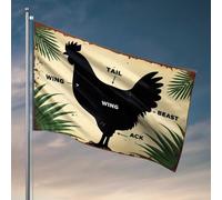Drapeaux de chambre pour gars, silhouette de coq avec feuilles tropicales et étiquettes, drapeau décoratif pour chambre à coucher (30 x 45 cm)