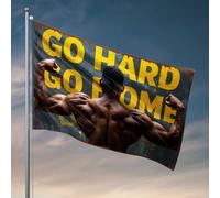 Drapeaux de chambre pour les gars « Go Hard or Go Home » : affiche de motivation de remise en forme pour homme, drapeau décoratif pour chambre à coucher (152 x 244 cm)