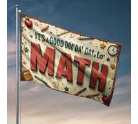 Drapeaux de chambre pour les gars Les mathématiques sont amusantes : un voyage joyeux à travers les chiffres Drapeau Ornements de cour Décoration d'intérieur amusante (60 x 90 cm)