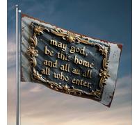 Drapeaux de chambre pour les gars May God Bless This Home And All Who Enter Drapeau pour homme Décoration cool pour chambre d'homme (30 x 45 cm)