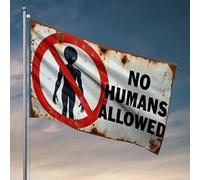 Drapeaux de chambre pour les gars « No Humans Allowed » avec drapeau extraterrestre pour chambre d'adolescentes, filles, adolescents (120 x 180 cm)