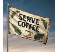 Drapeaux de chambre pour les gars servent du café : un panneau vintage avec tasse torride illustration, drapeau, affiches pour dortoir universitaire, accessoires de bar à domicile (152 x 244 cm)