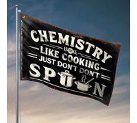 Drapeaux de chambre universitaire Chemistry Is Like Cooking, Just Don'T Spin. Drapeau Man Cave Bar Accessoires de salle de jeux (30 x 45 cm)