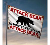 Drapeaux de chambre universitaire L'ours attaque est protégé par un ours d'attaque. Drapeau Man Cave Rules Décor pour homme Cave (152 x 244 cm)