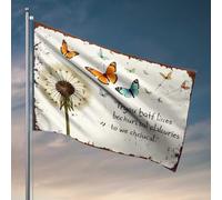 Drapeaux de chambre universitaire - Papillons fantaisistes dansant autour d'un pissenlit - Décoration de bureau pour homme et fille (30 x 45 cm)