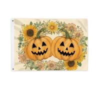Drapeaux de citrouille pour extérieur, Halloween, tournesol d'automne et orange, bannière décorative d'extérieur résistante à la décoloration pour terrasse, patio, camping, porche, 6,1 x 0,9 m