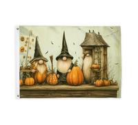 Drapeaux de citrouille pour extérieur, maison de nain fantaisie, Halloween, bannière décorative avec œillets pour terrasse, patio, camping, porche, 6,1 x 0,9 m