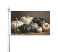Drapeaux de citrouilles blanches et noires vintage rustiques, bannière de vœux avec œillets, décoration d'intérieur et d'extérieur