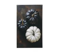Drapeaux de citrouilles blanches et noires vintage rustiques, bannière de vœux avec œillets pour décoration d'intérieur ou d'extérieur