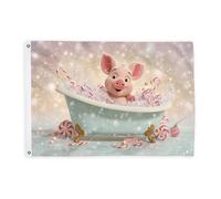 Drapeaux de cochons pour extérieur, baignoire ludique, canne à sucre, pêche de Noël, bannière décorative avec œillets pour porche, jardin, balcon, maison, 6,1 x 0,9 m
