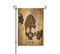 Drapeaux De Cour Carte De L'Île Du Crâne Et Trésor De Pirate Imperméable Drapeaux Décoratif Uv Fade Résistant Bannière De Cour Pour Intérieur Balcon Extérieure 12X18 Inch