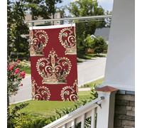 Drapeaux de cour double face de 61 cm x 0,9 m pour extérieur/intérieur - Couronne rouge - Bannières de bienvenue pour jardin, maison, vacances, décoration d'intérieur, drapeau de jardin