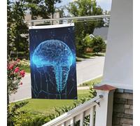 Drapeaux de cour double face de 61 cm x 0,9 m pour extérieur/intérieur, intelligence artificielle, bannière de bienvenue pour jardin, maison, vacances, décoration de la maison, drapeau de jardin