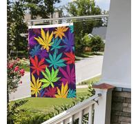 Drapeaux de cour double face de 61 cm x 0,9 m pour extérieur/intérieur - Motif de mauvaises herbes colorées - Bannières de bienvenue pour jardin, maison, vacances, décoration d'intérieur, drapeau de