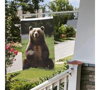 Drapeaux de cour double face de 61 cm x 0,9 m pour extérieur/intérieur - Ours assis sur la pelouse - Bannières de bienvenue pour jardin, maison, vacances, décoration d'intérieur, drapeau de jardin