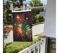 Drapeaux de cour double face de 61 cm x 0,9 m pour extérieur/intérieur, splendides feux d'artifice, bannières de bienvenue pour jardin, maison, vacances, décoration d'intérieur, drapeau de jardin