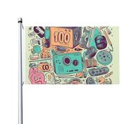 Drapeaux de cour double face de 91 x 152 cm pour extérieur/intérieur Breeze Flag I Love The 90s Illustration Welcome Yard Bannières pour jardin, maison, vacances, décoration de la maison, drapeau de