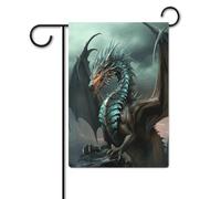 Drapeaux de cour, drapeaux festifs à imprimé dragon, drapeaux de jardin pour l'extérieur, drapeaux de jardin de vacances, drapeau mignon et amusant de ferme de campagne