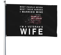 Drapeaux De Cour J'Ai Épousé Mon Héros, Fière Épouse D'Un Vétéran. Amusant Bannière De Cour Durable Drapeau Pour Ferme Maison Patio 3X5 Ft