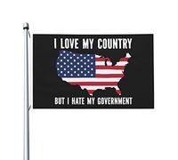 Drapeaux De Cour J'Aime Mon Pays, Mais Je Déteste Mon Gouvernement. Imperméable Drapeau De Bienvenue Double Face Bannière Décorative Pour Maison Patio Extérieure 3X5 Ft