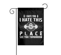 Drapeaux De Cour Je Te Déteste Je Déteste Cet Endroit. À Demain. Double Face Décoration De Jardin Imperméable Bannière Décorative Pour Extérieure Fête D'Intérieur 12X18 Inch