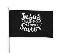 Drapeaux De Cour Jésus Est Mon Sauveur Double Face Bannière Durable Drapeau Décoratif Pour D'Intérieur Pelouse Balcon 3X5 Ft