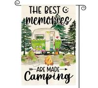 Drapeaux De Cour Les Meilleurs Souvenirs Se Créent En Camping Durable Drapeau De La Fierté Amusant Bannière Pour Ferme Intérieur Balcon 12X18 Inch