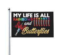 Drapeaux de Cour Ma vie est entièrement consacrée aux Bannière de Cour | pour Vacances 3x5 FT Double Face Drapeau de Bienvenue Amusant Bannière pour Patio Extérieure
