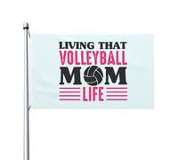 Drapeaux De Cour Vivre La Vie D'Une Maman De Volley-Ball Suspendre Bannière De Cour Amusant Drapeaux Décoratif Pour Maison D'Intérieur Intérieur 3X5 Ft
