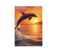 Drapeaux de dauphin au coucher du soleil pour l'extérieur 6 x 0,9 m - Drapeau de jardin vertical double face - Bannière de vacances avec œillets - Drapeau de maison pour pelouse, porche, décoration