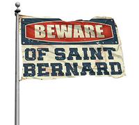 Drapeaux de décoration de chambre avec inscription « Beware of Saint Bernard » pour chambre de fille (152 x 244 cm)
