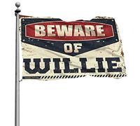 Drapeaux de décoration de chambre avec inscription « Beware of Willie » pour chambre de fille (30 x 45 cm)