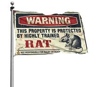 Drapeaux de décoration de chambre avertissant que cette propriété est protégée par un drapeau de rat hautement qualifié pour homme, décoration d'intérieur pour homme (152 x 244 cm)